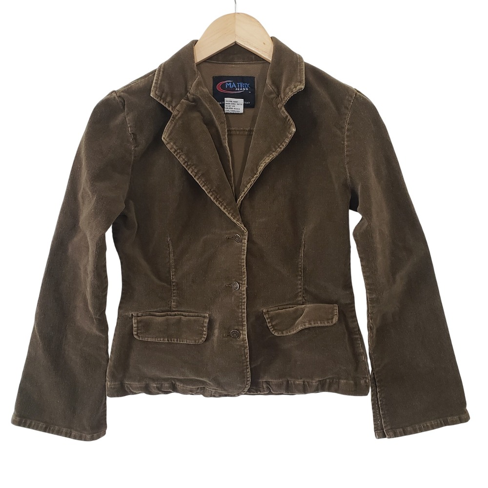 Y2K‎ Matrix Jeans Women Brown Corduroy Blazer Jacket Size M